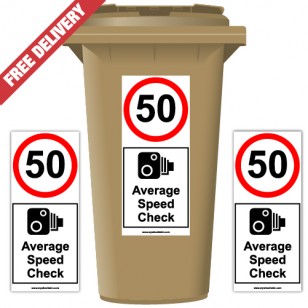50 mph Average Speed Check Speed Reduction Wheelie Bin Stickers XL